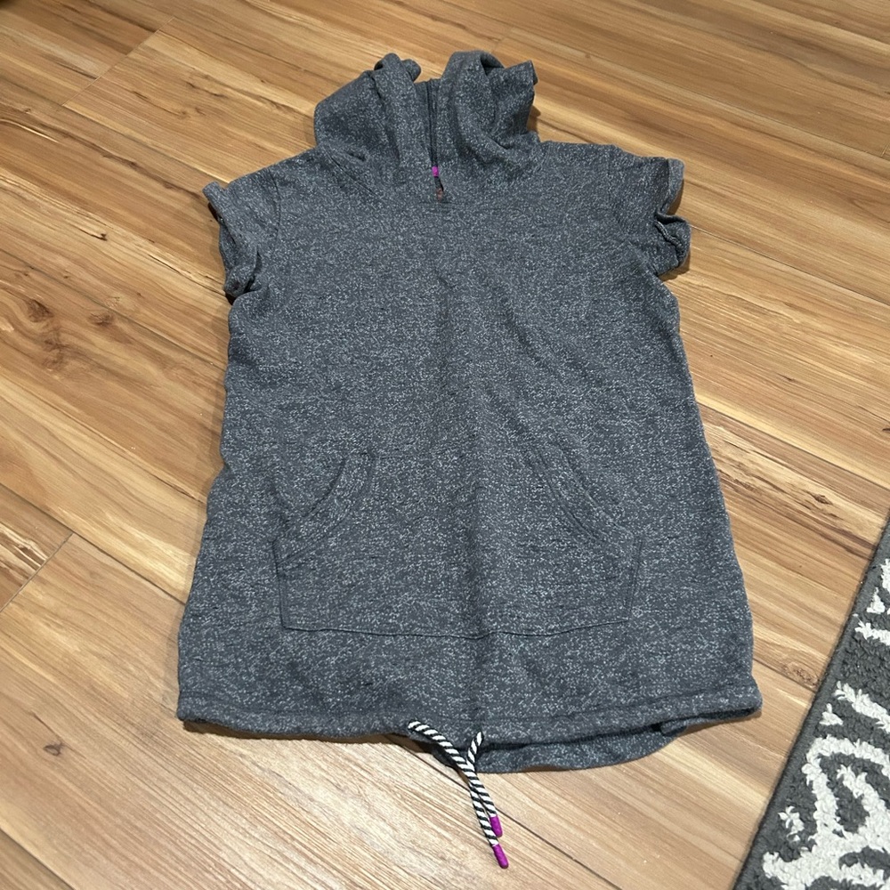 Cat & Jack Gray Hoodie Tunic with Pink Accent Drawstring Size Large